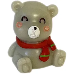 Julminifigur 3 cm - Sittande julnallebjörn - Dekoration
