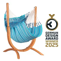 La Siesta Udine Organic Azure hängstol med stativ hängmatta La Siesta Udine Organic Azure hängstol med stativ hängmatta