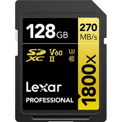 Lexar Pro 1800x SDXC U3 (V60) UHS-II R270/W180 128GB - Minneskort