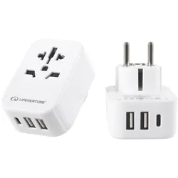 Lifeventure World To Europe Reseadapter med USB - Adapter
